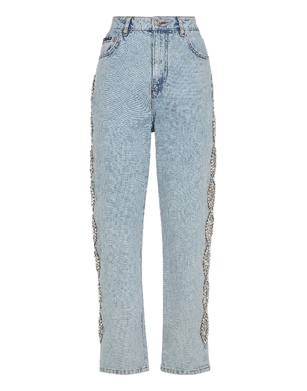 The Best Prices Denim Loose Fit Crystal Cable