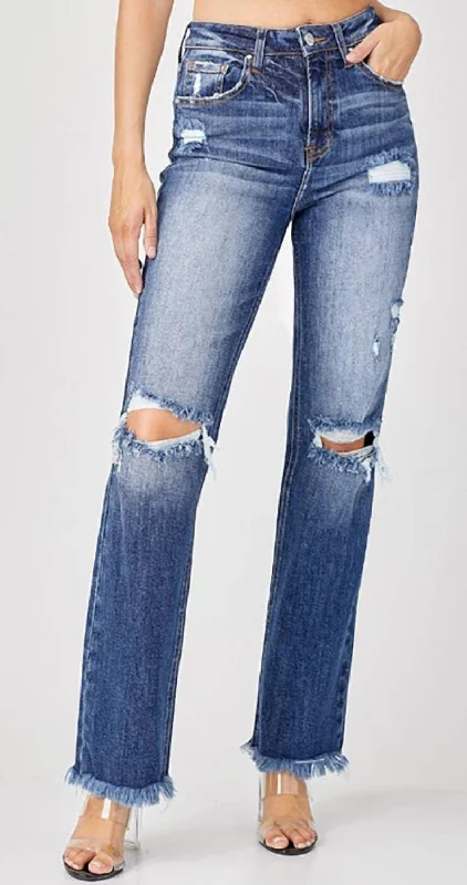 New Markdowns High Rise Straight Jeans In Dark Blue