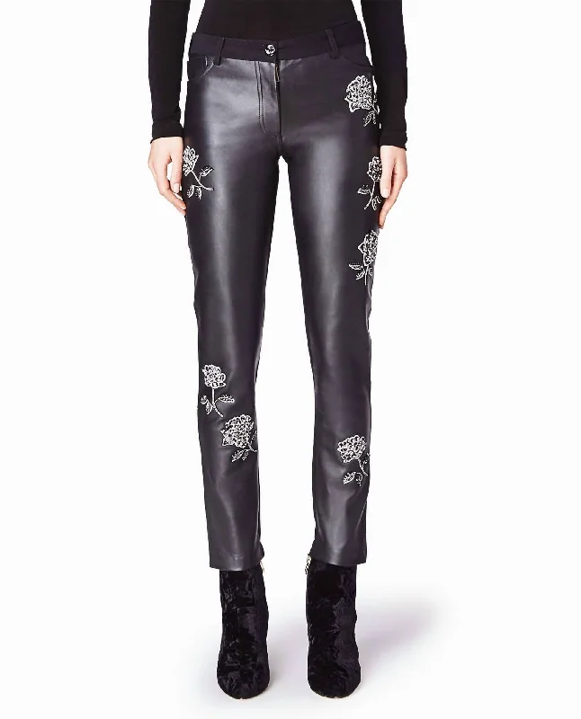 Best Deals Pants In Black Embellished Rose