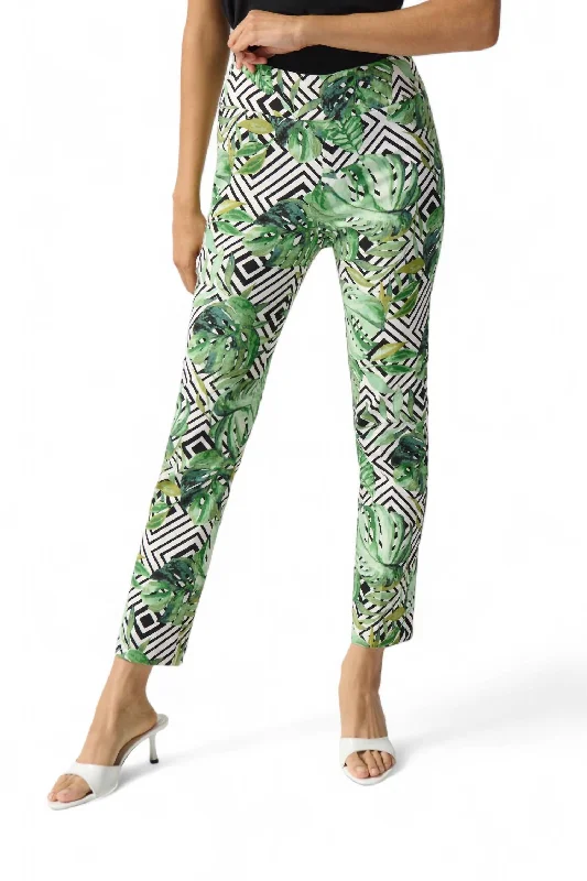 Weekend Bargains to Snag Palm Print Capris Pant In Vanilla/multi