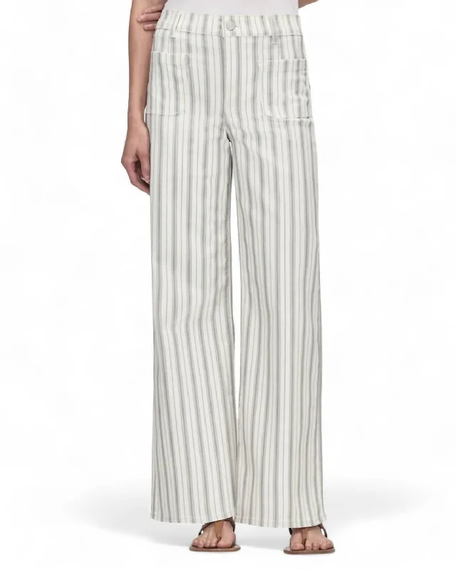 Friends and Family Sale Le Palazzo Stripe Crop Jean In Sage