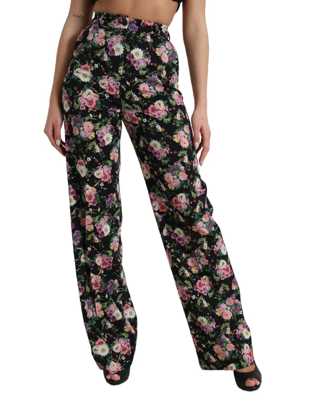 Now Available Dolce & Gabbana Floral High Waist Wide Leg Women's Pants