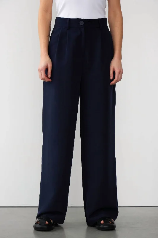 Pay Less Ruby Pleated Trousers In Total Eclipse Blue
