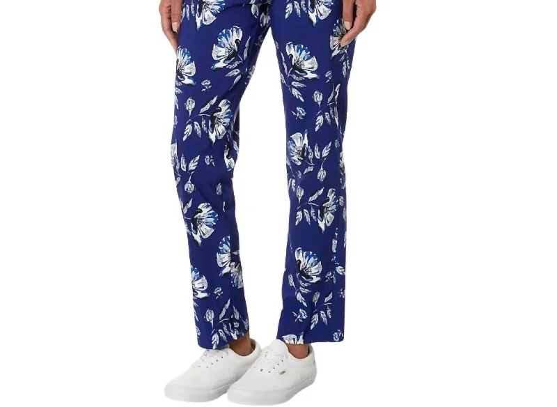 Special Buy Pull On Ankle Pant Print In Blue Flower