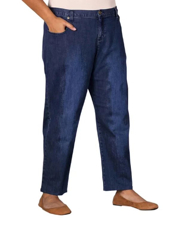 Price Meltdown Plus Size Premium Wide Leg Five Pocket Denim Jeans In Dark Wash Denim