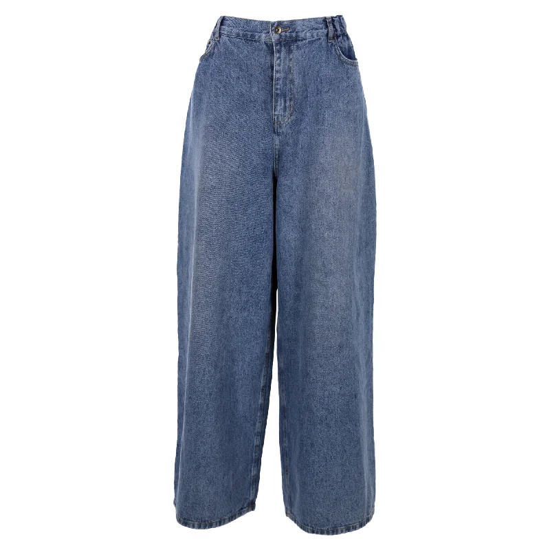 Unmissable Sale The Frankie Shop Wide Leg Jeans in Blue Cotton Denim