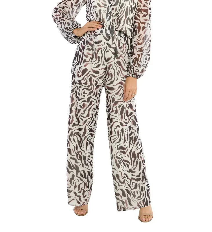 Overstock Dorit Wide Leg Pants In Brown Zebra