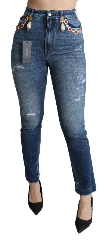 Reduced Rates Dolce & Gabbana Enchanted Crystal Studded  Women's Jeans