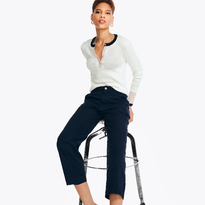 Clearance Items Nautica Womens High Rise Wide Leg Cropped Pant