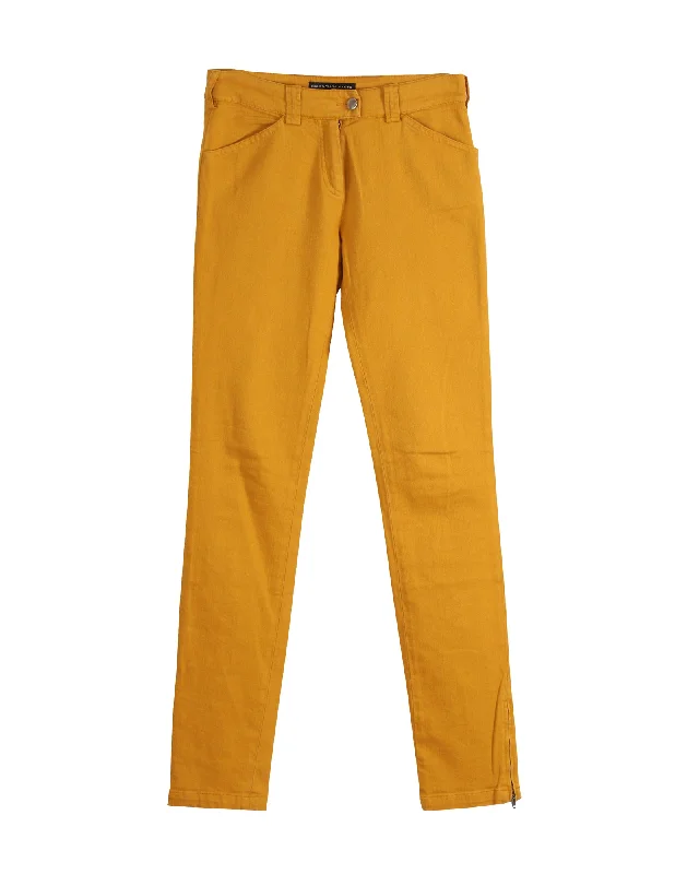 While Supplies Last Balenciaga Slim-Fit Pants in Yellow Orange Cotton Denim
