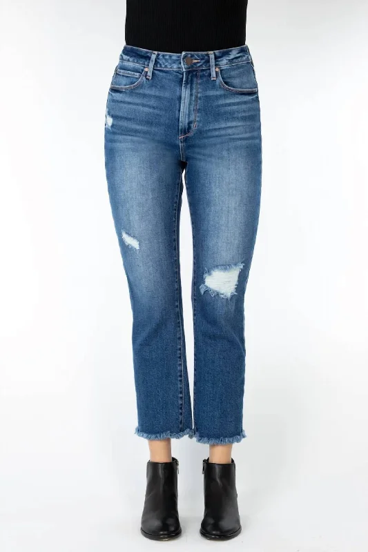 Discount Extravaganza Cropped Straight Leg Jeans In Blue