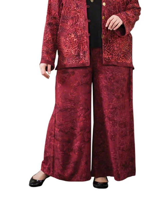 Factory Direct Sale Maggie Palazzo Pants - Plus In Red Batik