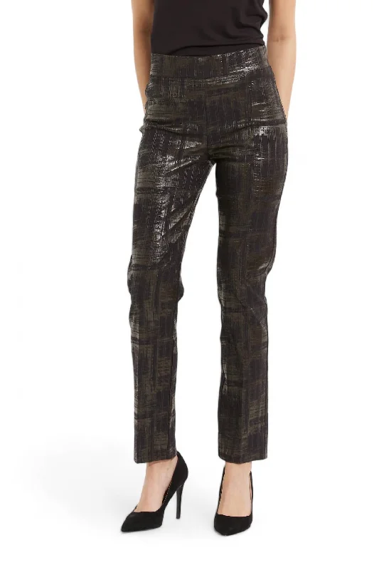 Special Promotion Straight Leg Pull On Pant In Black/gold