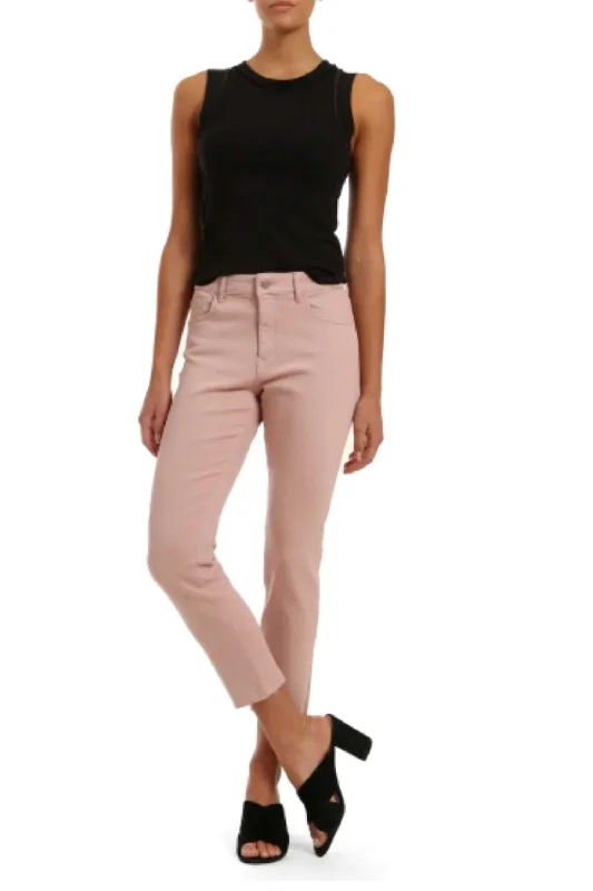 Deal Zone Viola Raw Ankle Straight Leg Jeans In Pale Pink