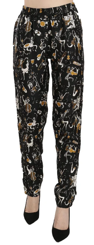 Weekend Deals That Amaze Dolce & Gabbana Elegant High Waist Tape Silk Women's Pants