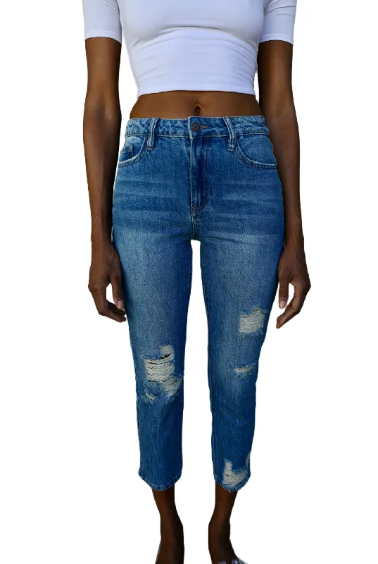Weekend Offers That Tempt Sandy High-Rise Mom Fit Jeans In Blue