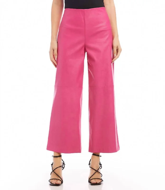 New Deals Women's Cropped Vegan Leather Pants In Hot Pink