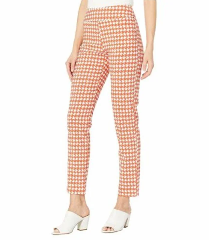 Markdowns Houndstooth Pull On Pant In Tangerine/white