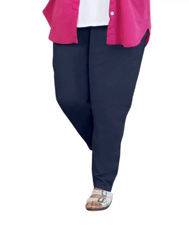 Hurry In Tailored Stretch Twill Pants - Plus In Navy