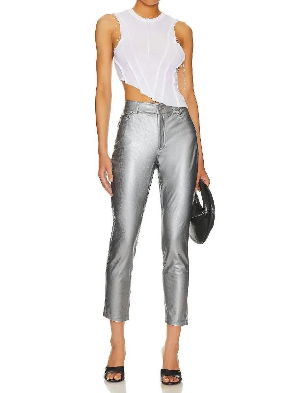 Limited Supply Faux Leather High Waisted Pants In Platinum