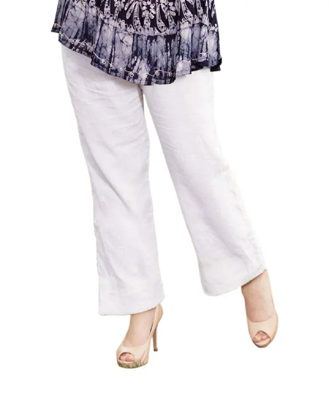 Online Only Wide Leg Linen Pants - Plus In White