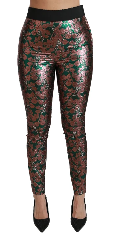 Weekend Bargains to Grab Dolce & Gabbana Elegant  Leaf Metallic Women's Trousers