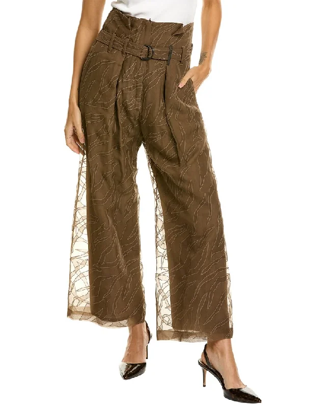 Savings Alert Brunello Cucinelli Embroidered Silk Pant