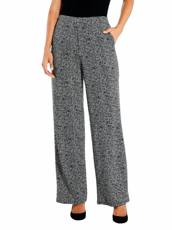Deal Explosion Etched Wide Leg Ankle Pants In Black Multi
