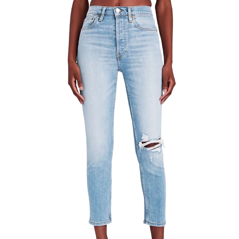 Weekend Offers That Impress 90's High-Rise Ankle Crop Jean In Worn Light Azure