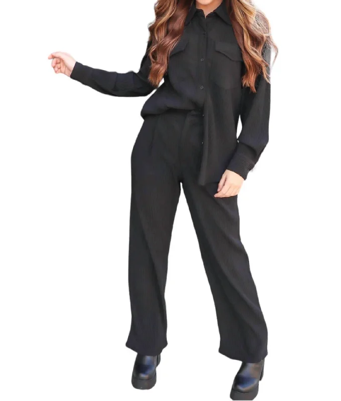 Friends and Family Sale Stripe Textured Pants In Black