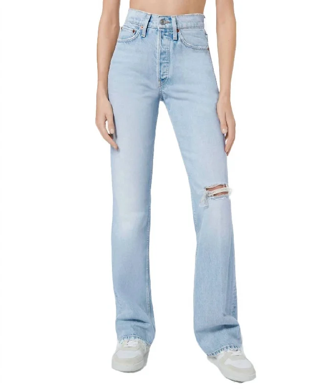 Weekend Bargains to Relish 70's High Rise Bootcut Jean In Light Torn 7