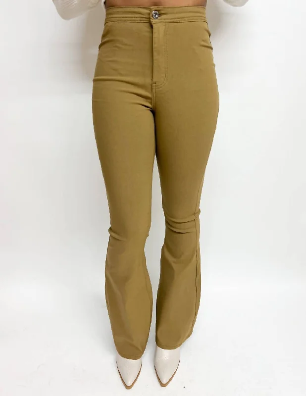 Savings Soar This Weekend High Waist Bell Bottom Pant In Mocha