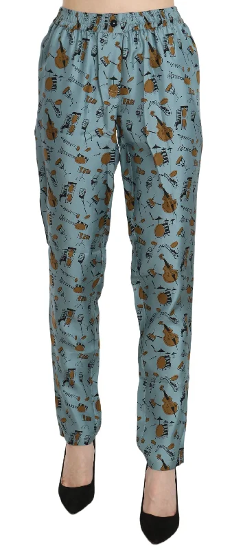 Super Discount Dolce & Gabbana High Waist Tape Silk Pants in  Women's Print