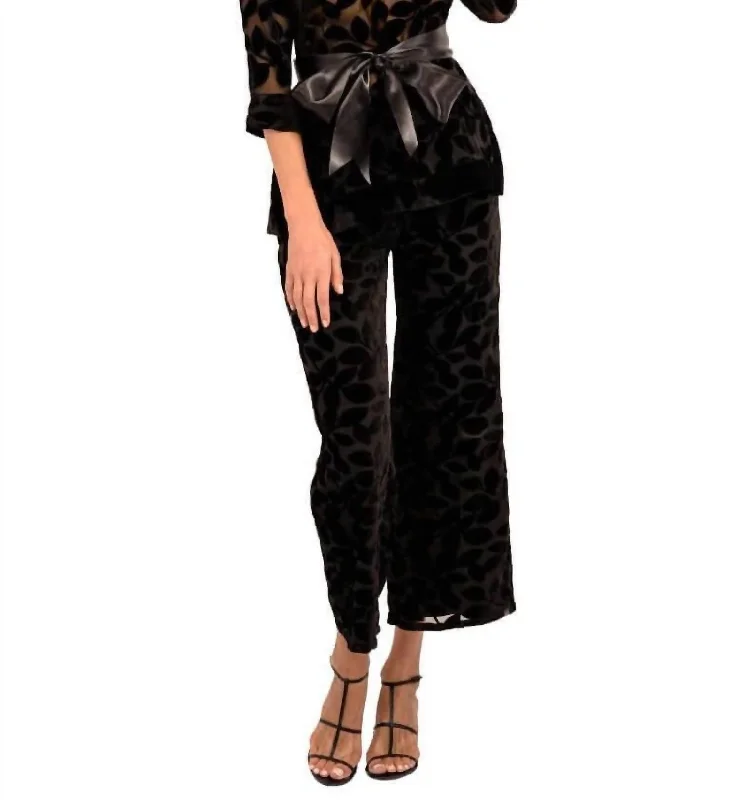 Customer Appreciation Sale Palazzo Pant - Luxe Leaf Velvet In Black