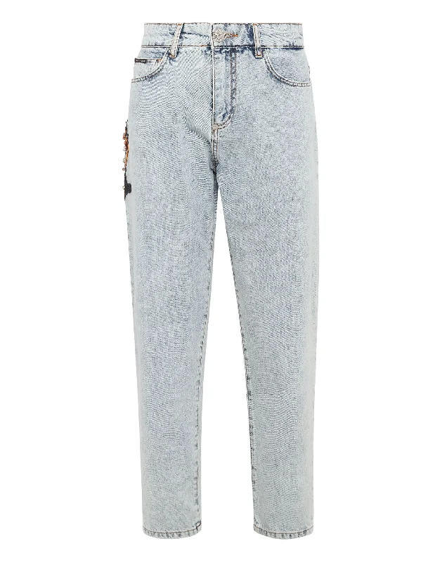 Weekend Deals That Thrill Denim Trousers Mom Fit Paisley