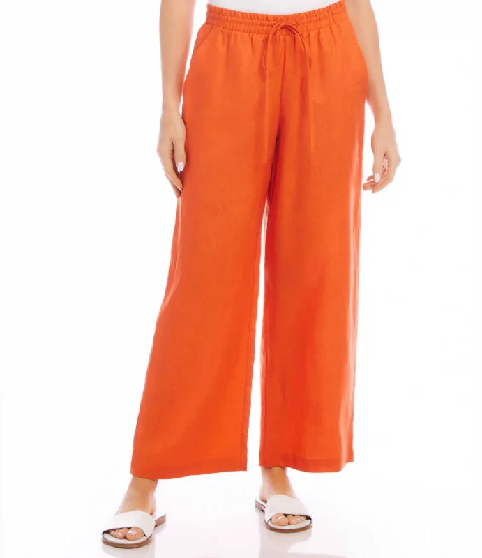 Mega Sale Drawstring Wide Leg Pants In Orange