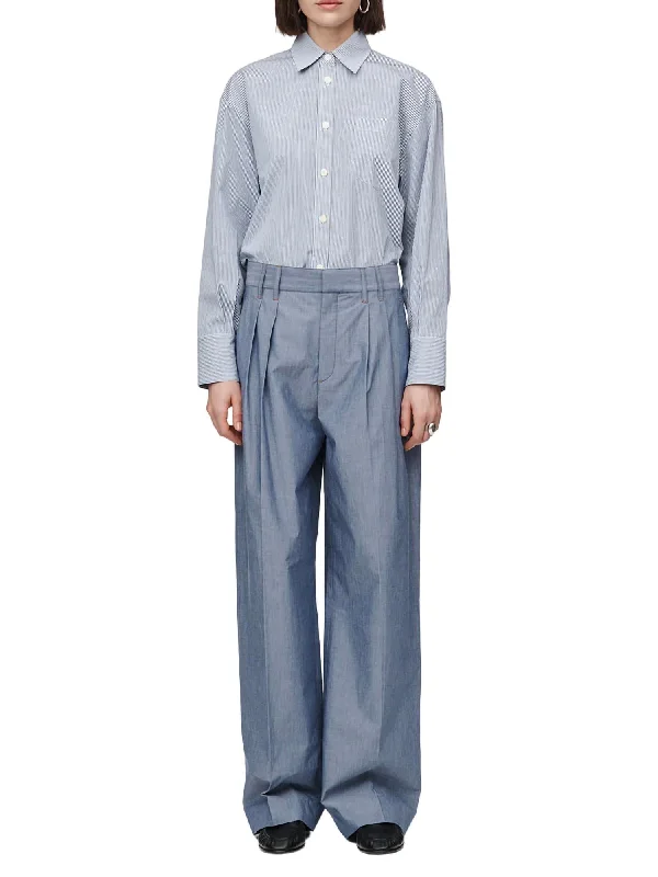 Limited Time Discount Double Pleat Front Trouser In Chambray