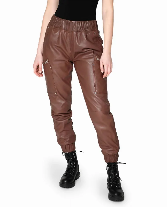 Value Pack Leather Space Jogger In Brown