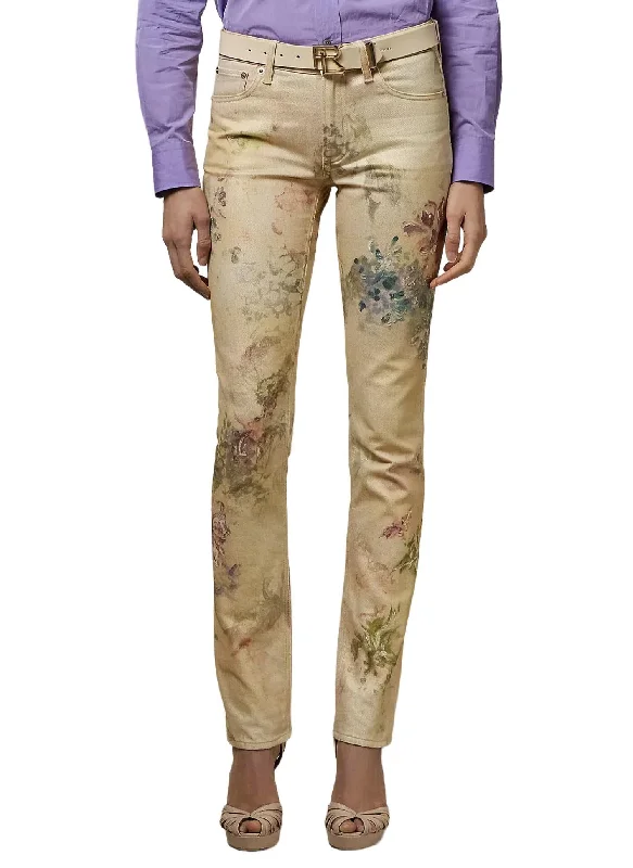 Friends and Family Sale 160 Slim Floral Full Length Pant In Faded Floral