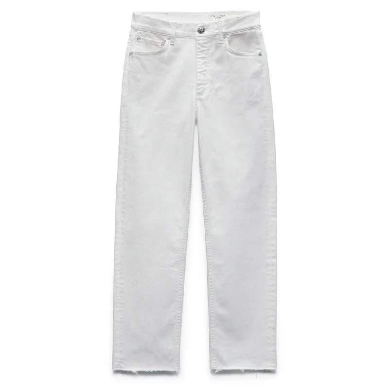 Steals and Deals Rag & Bone Women's Harlow Cotton Raw Hem Ankle Straight Leg Jeans, White