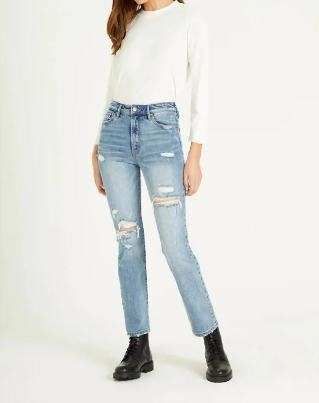 Overstock Sale Frankie Distressed Straight Jeans In Belgrade