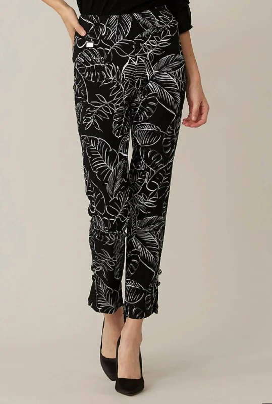 One-DAY Sale Palm Print Cropped Pant In Black Vanilla