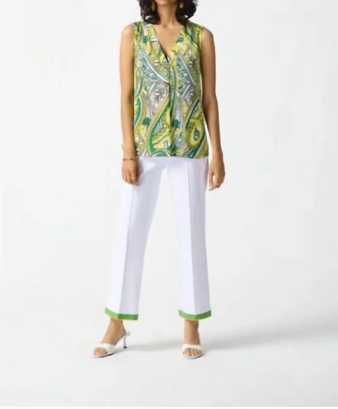 Price Buster Straight Leg Pull-On Pants In White/multi