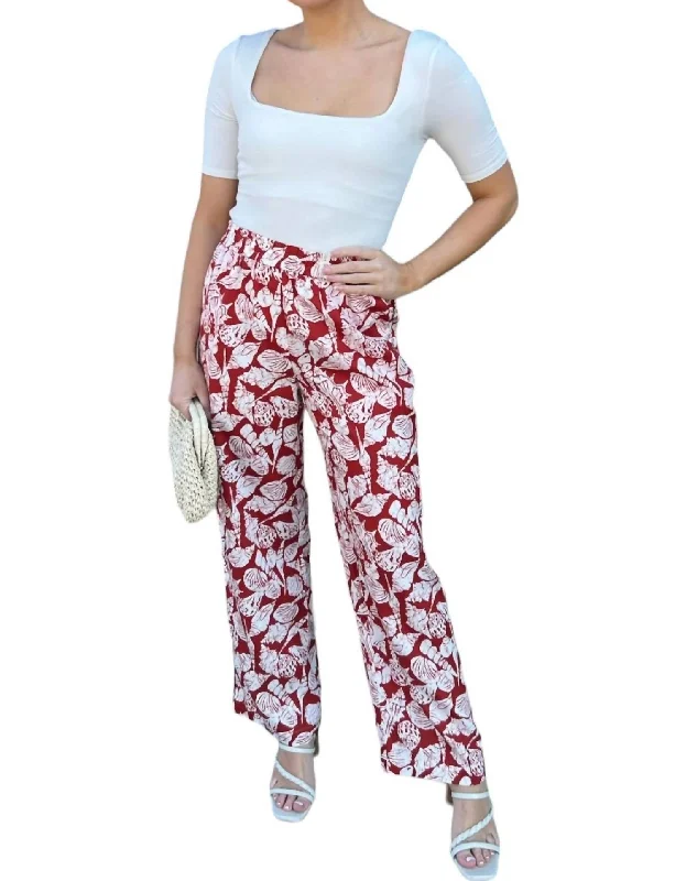 Limited Stock Gia Shell Printed Pants In Red