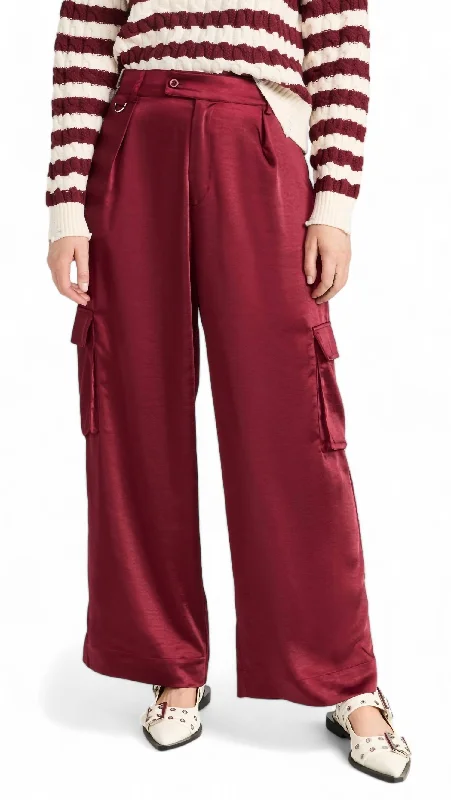 Don't Delay Lou Silky Cargo Pant In Lambrusco