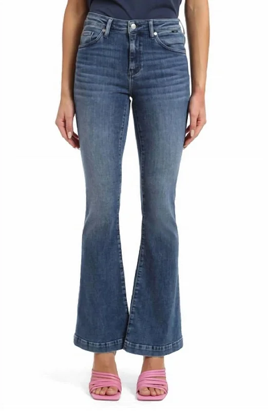 Midnight Madness Sydney Wide Leg Flare Jeans In Mid Feather Blue