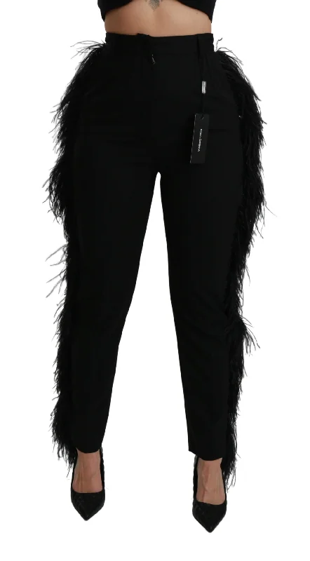 Weekend Discounts to Celebrate Dolce & Gabbana Elegant High Waist Wool Blend Women's Pants
