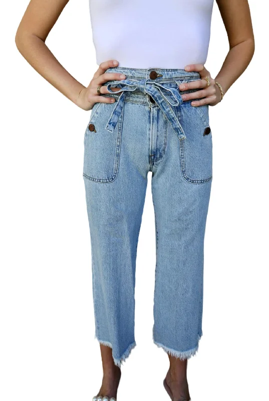 Super Deal Reese Wide Leg Jeans In Sunny Light Blue