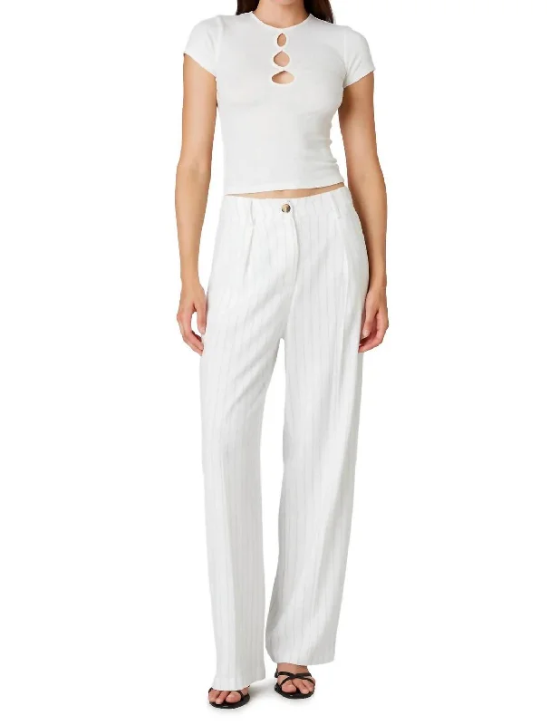 Best Seller Luca Trouser In White And Black Pinstripe