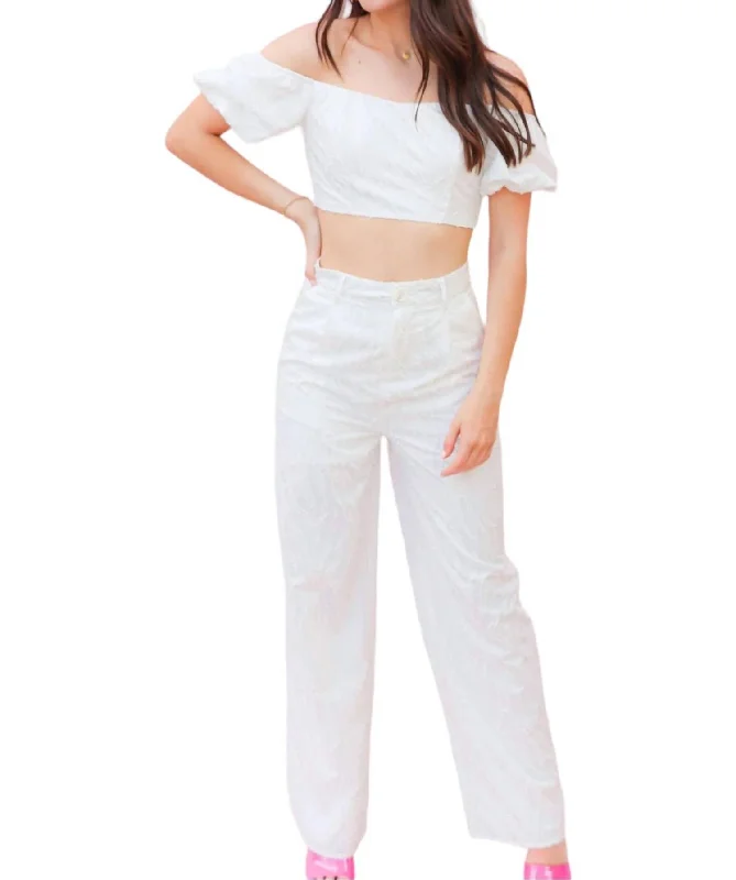 Price Blitz High Waisted Long Pants In White